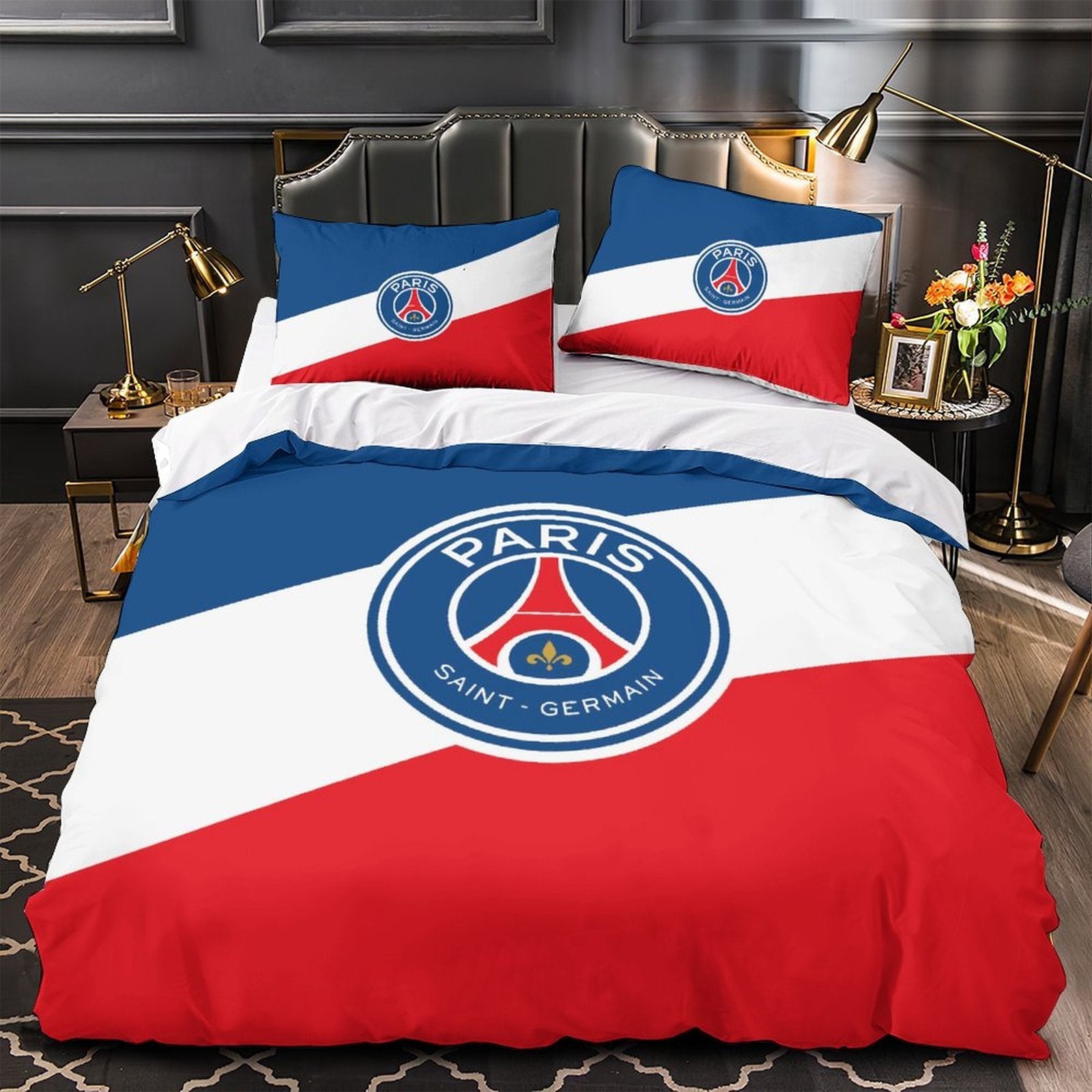 Juego de cama Paris Saint-Germain con funda de edredón y sin relleno