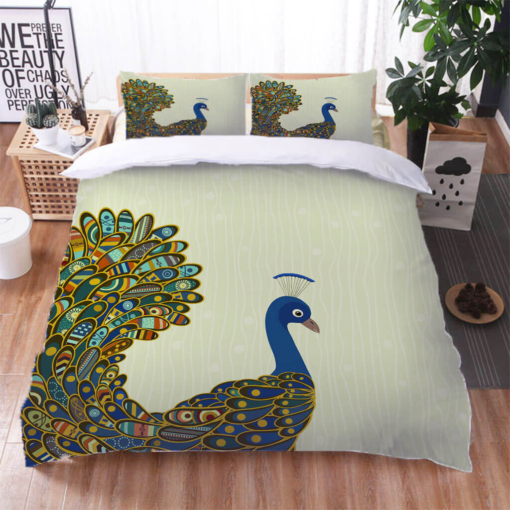 Peacock Pattern Bedding Set Quilt Cover Without Filler