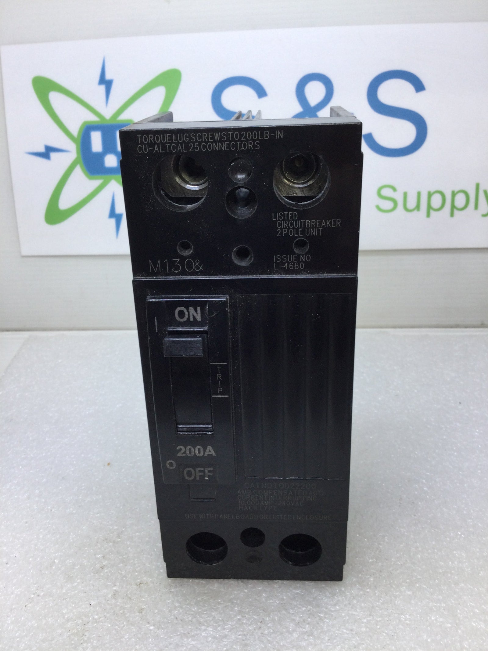 GE General Electric TQD22200/WL 200 Amp 240 Volt 2 Pole 10ka Circuit Breaker