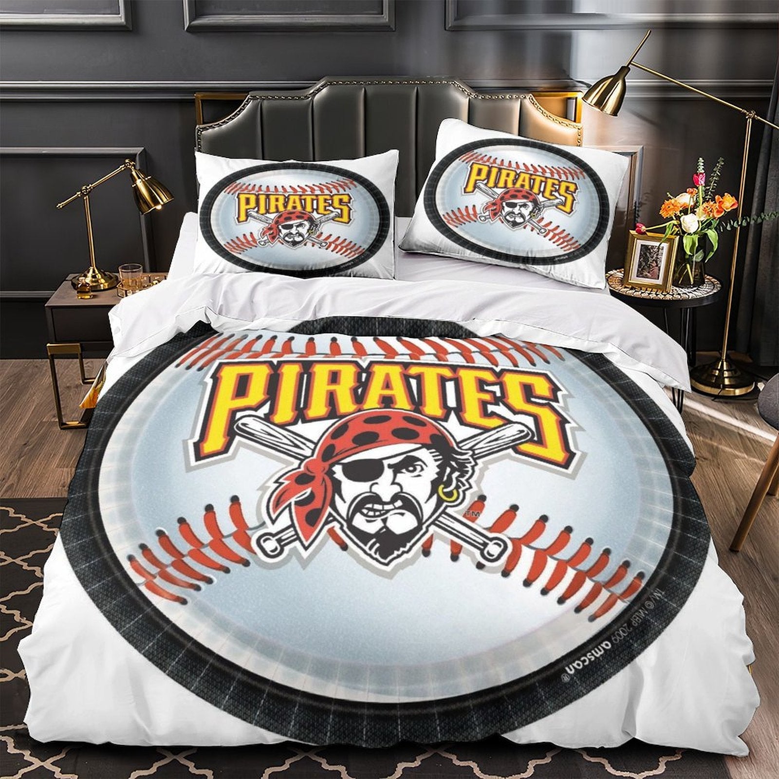 Juego de cama de los Piratas de Pittsburgh con funda de edredón sin relleno