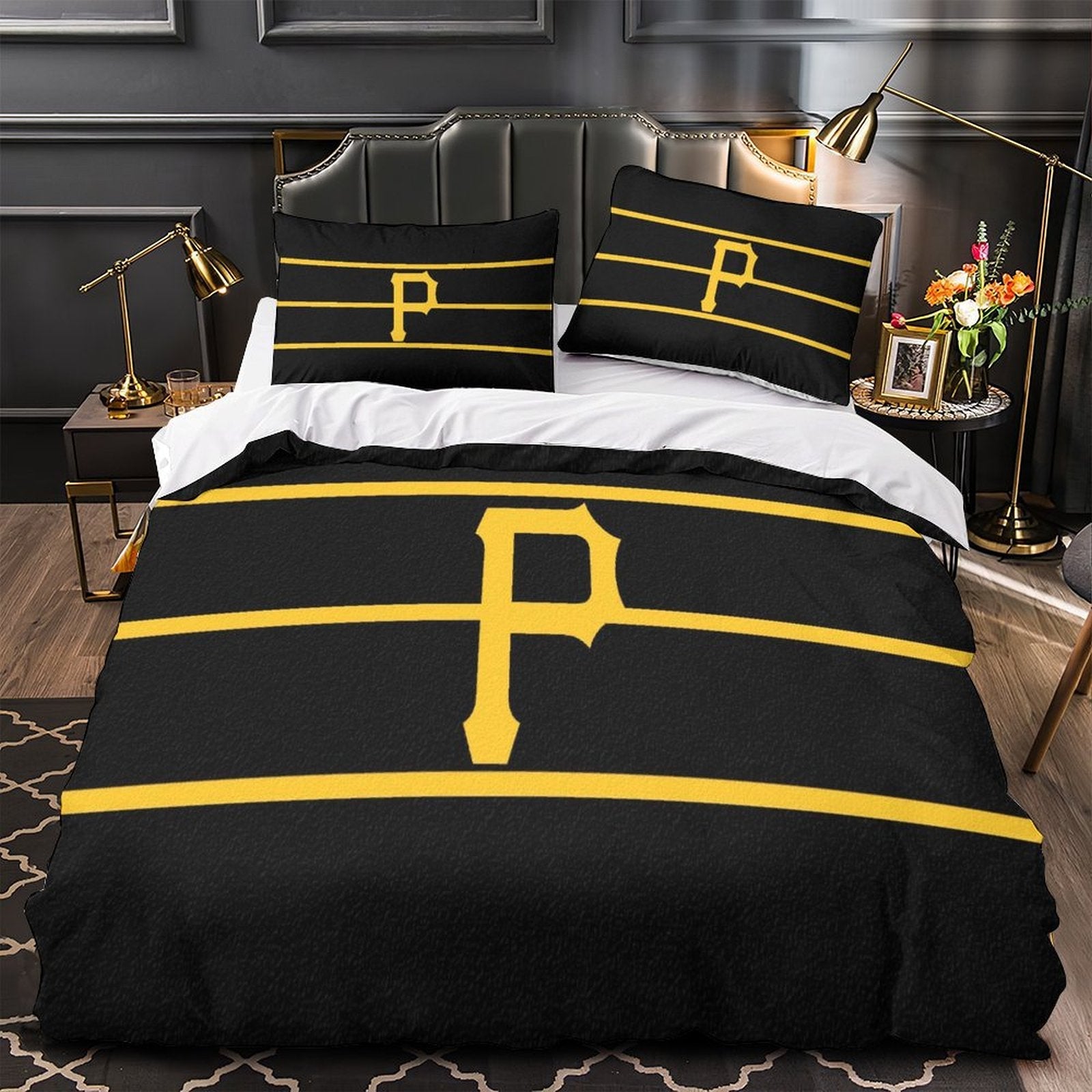 Juego de cama de los Piratas de Pittsburgh con funda de edredón sin relleno