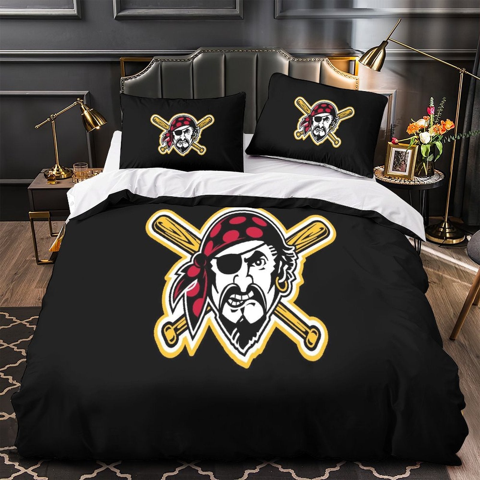 Juego de cama de los Piratas de Pittsburgh con funda de edredón sin relleno