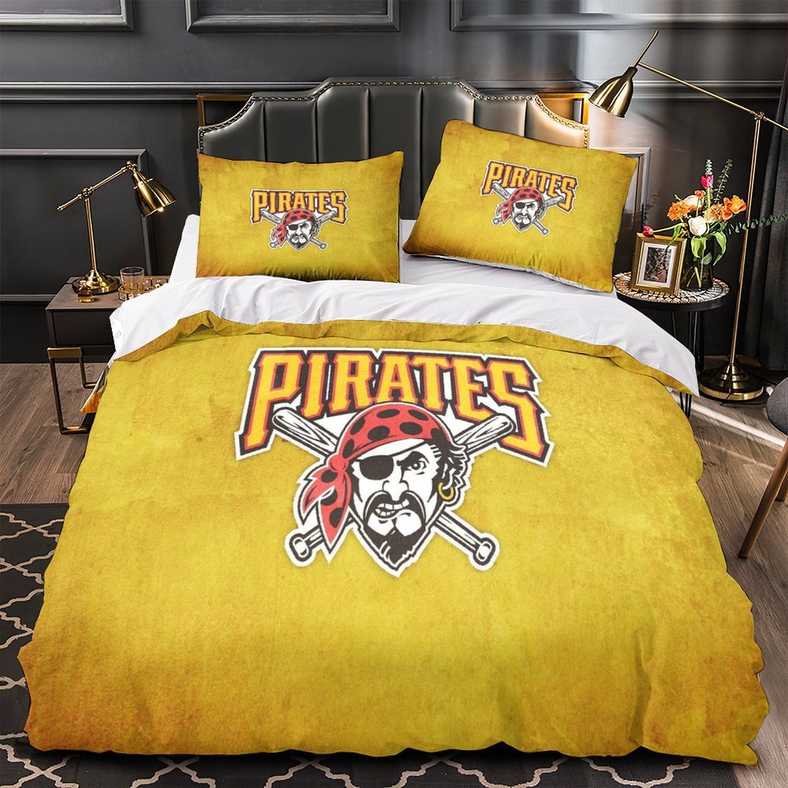 Juego de cama de los Piratas de Pittsburgh con funda de edredón sin relleno