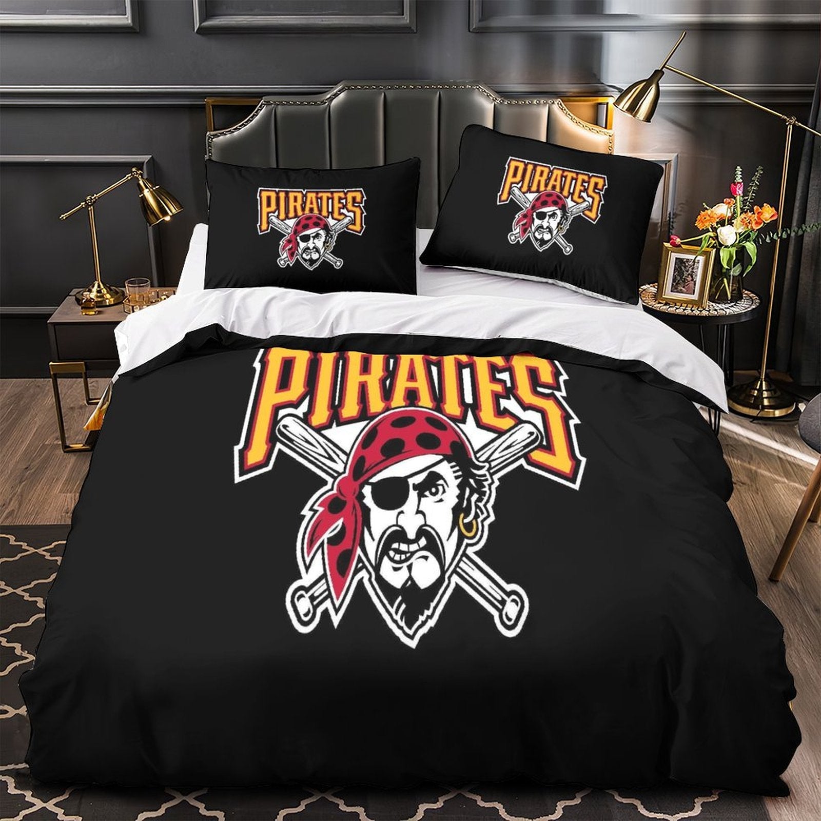 Juego de cama de los Piratas de Pittsburgh con funda de edredón sin relleno