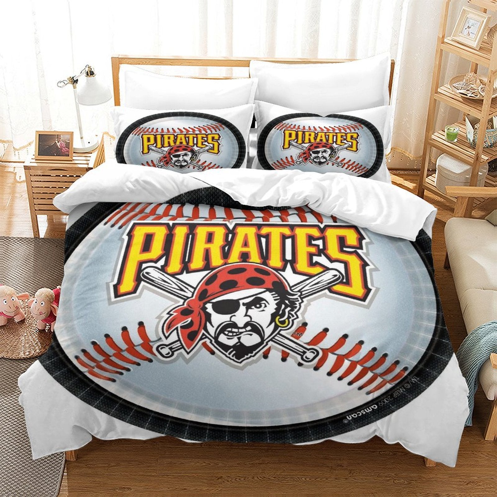 Juego de cama de los Piratas de Pittsburgh con funda de edredón sin relleno