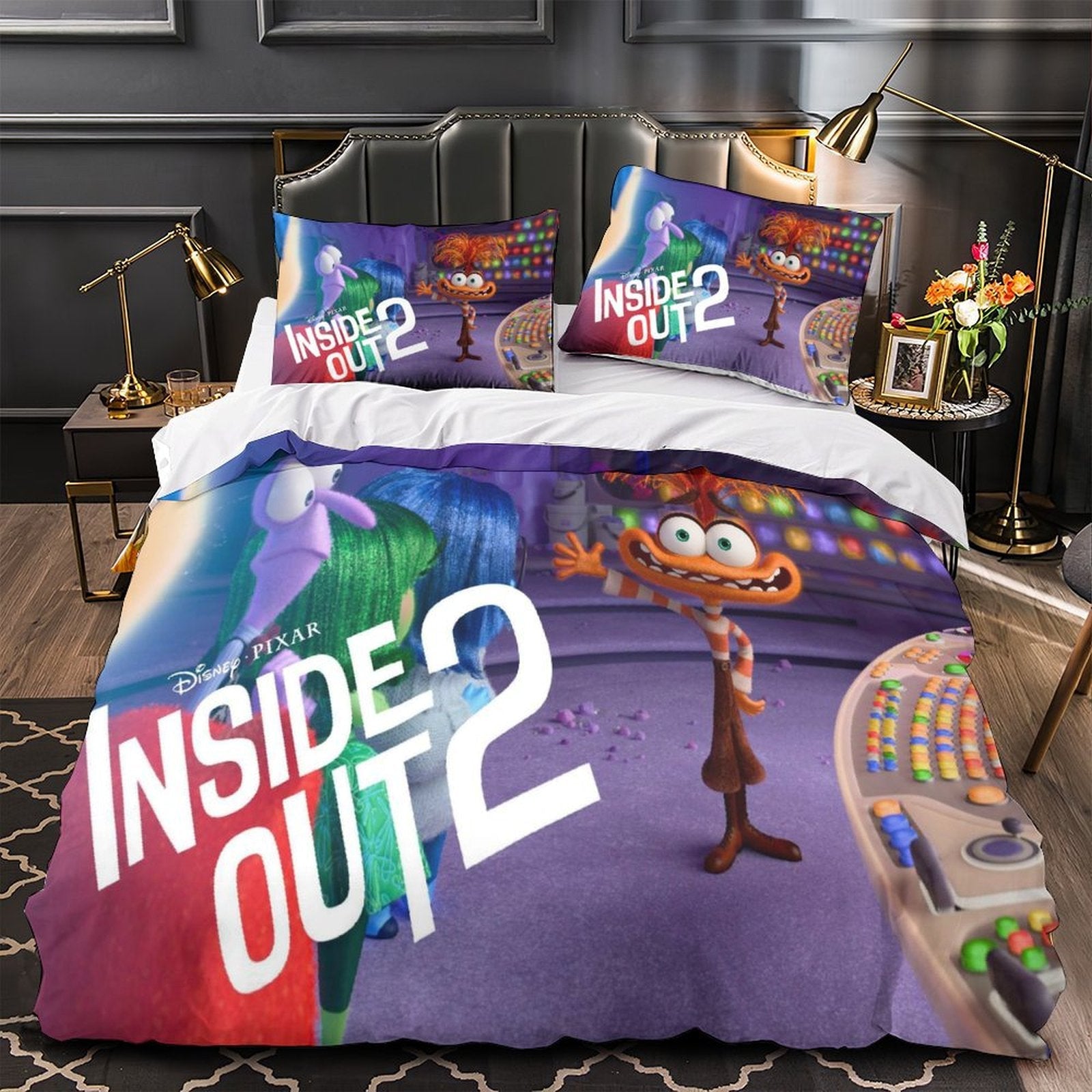 Patrón de juego de cama Pixar Inside Out 2, funda de edredón sin relleno