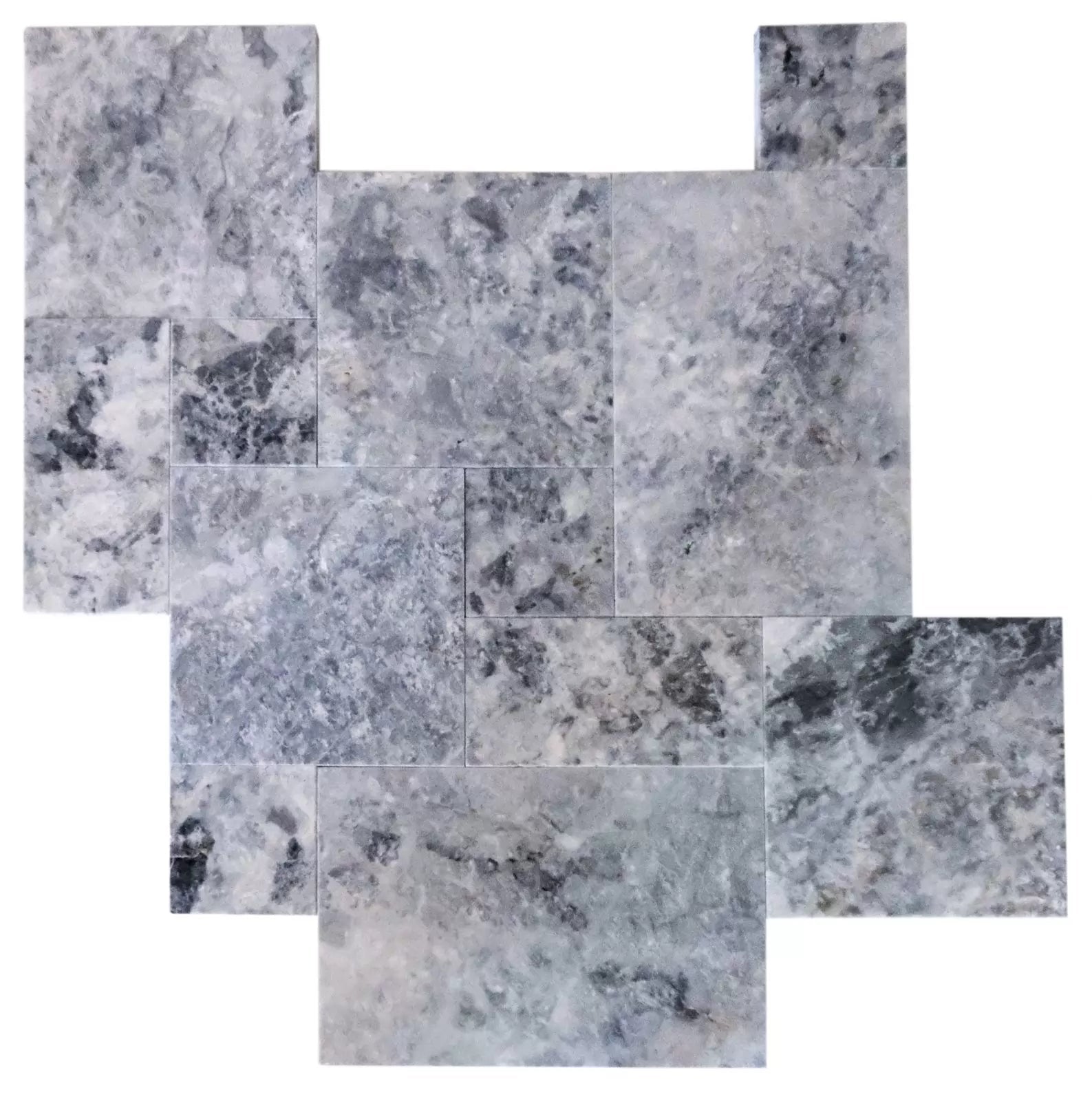 Platinum Silver Marble Pattern Tumbled Pavers - Full Truckload