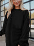 Plus Size Ribbed Knit Crew Neck Tunic Top