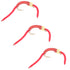 3 Pack San Juan Power Worm Gold Bead Head Red V-Rib - Hook Size 12