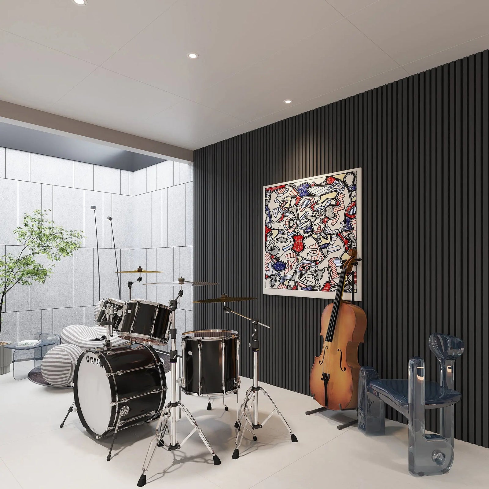Luxury Black Acoustic Solid Wood Wall Panels ( 2 Panels Per Box）