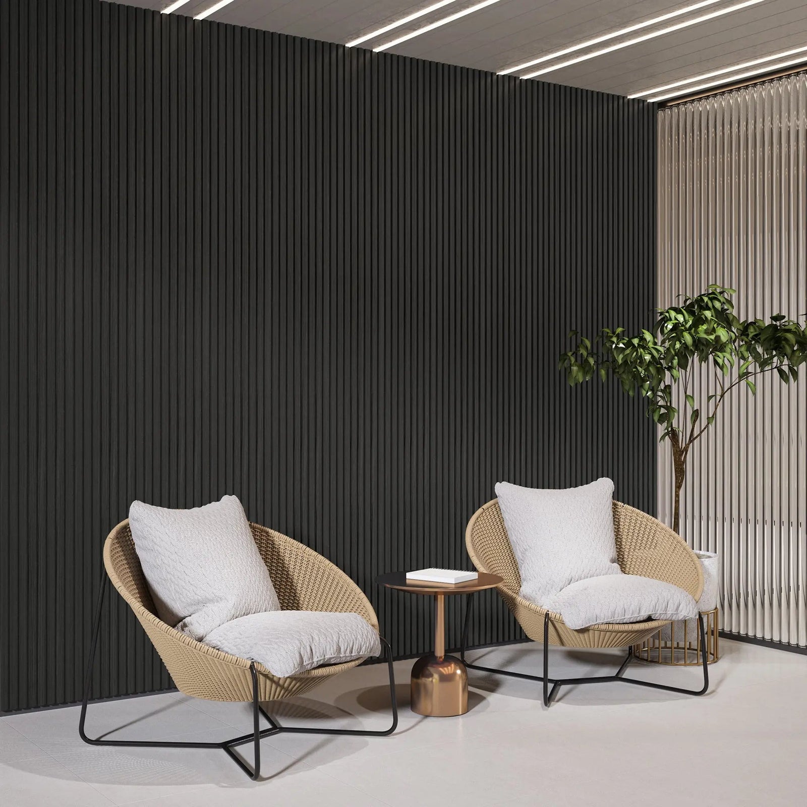 Luxury Black Acoustic Solid Wood Wall Panels ( 2 Panels Per Box）
