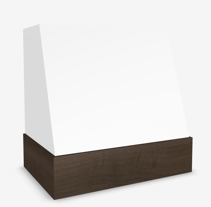 Primed Wood Range Hood With Angled Front and Walnut Band - 30", 36", 42", 48", 54" and 60" Widths Available