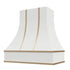Campana extractora imprimada con frente curvo y flejes de latón: anchos disponibles de 30", 36", 42", 48", 54" y 60"