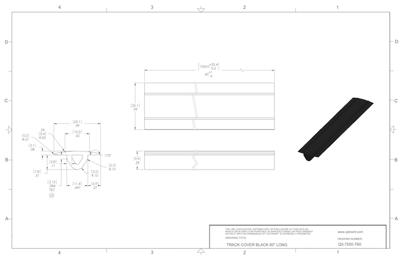 Cubierta de riel extruida a presión de 60" | Q5-7550-T60