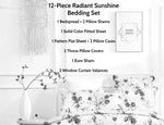 DaDa Bedding Bed in a Bag Bundle Set - Radiant Sunshine Yellow Hummingbirds Floral Bedding Set (JHW-925)