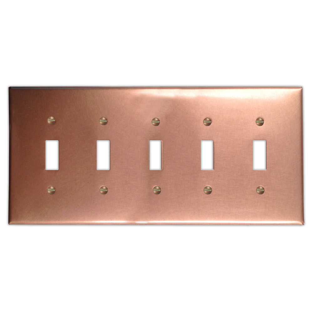 Raw Copper - 5 Toggle Wallplate