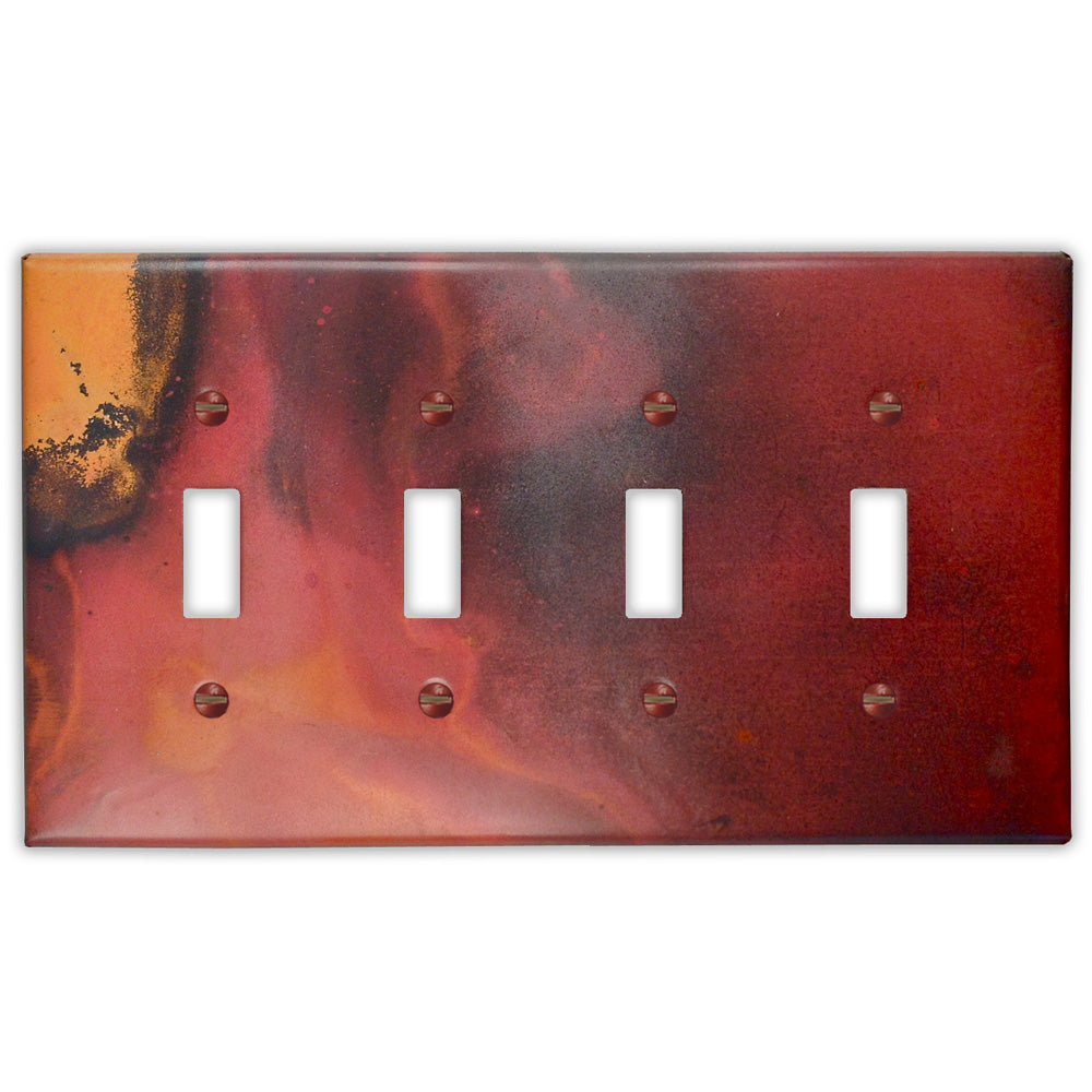 Red and Black Copper - 4 Toggle Wallplate