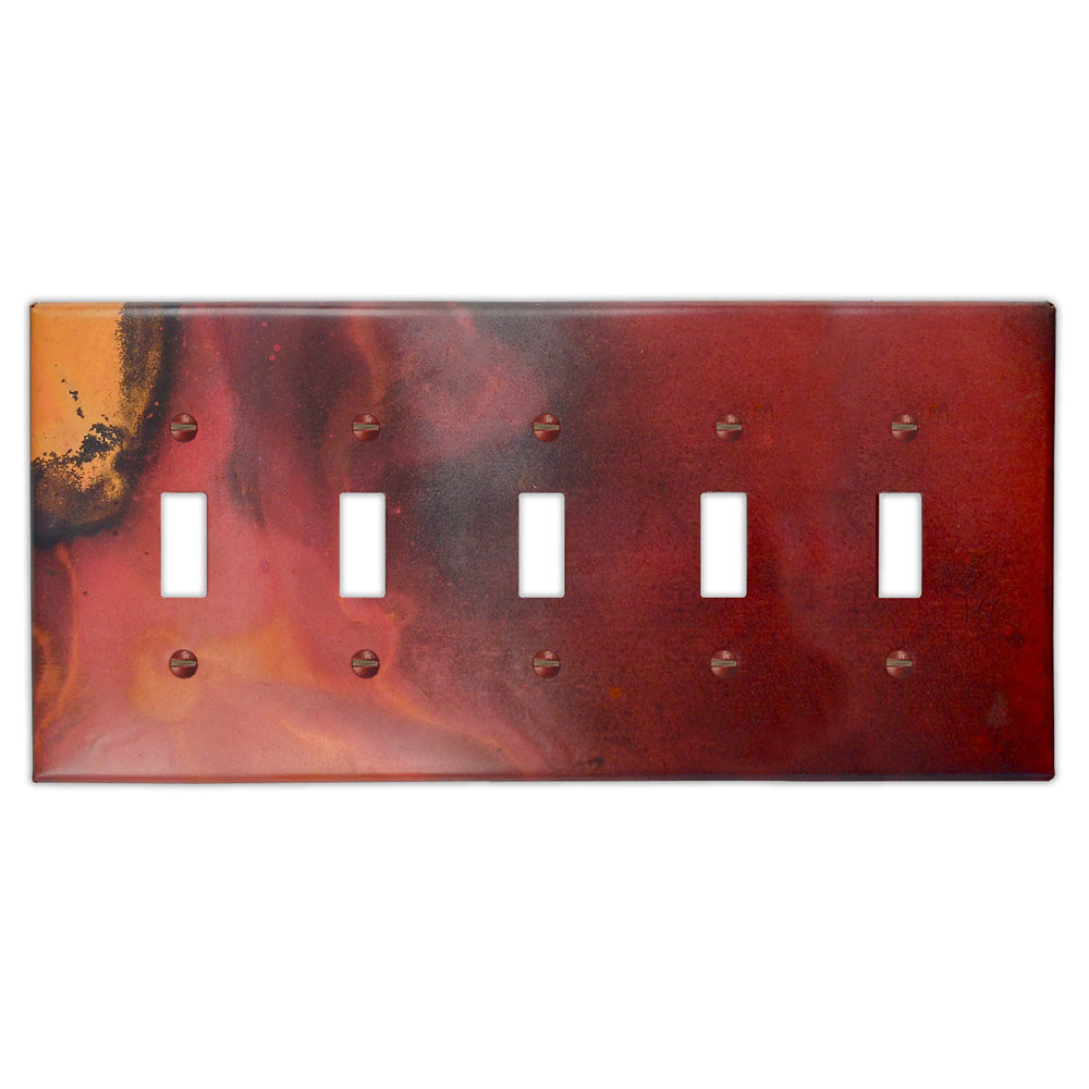 Red and Black Copper - 5 Toggle Wallplate