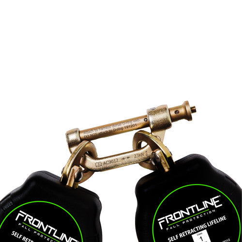Cuerda de seguridad autorretráctil de dos patas con tejido de fibra de aramida y extremos con ganchos de acero de refuerzo Frontline RPA062R