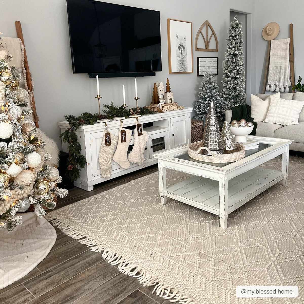 Alfombra de lana con enrejado en color beige Ramsbury