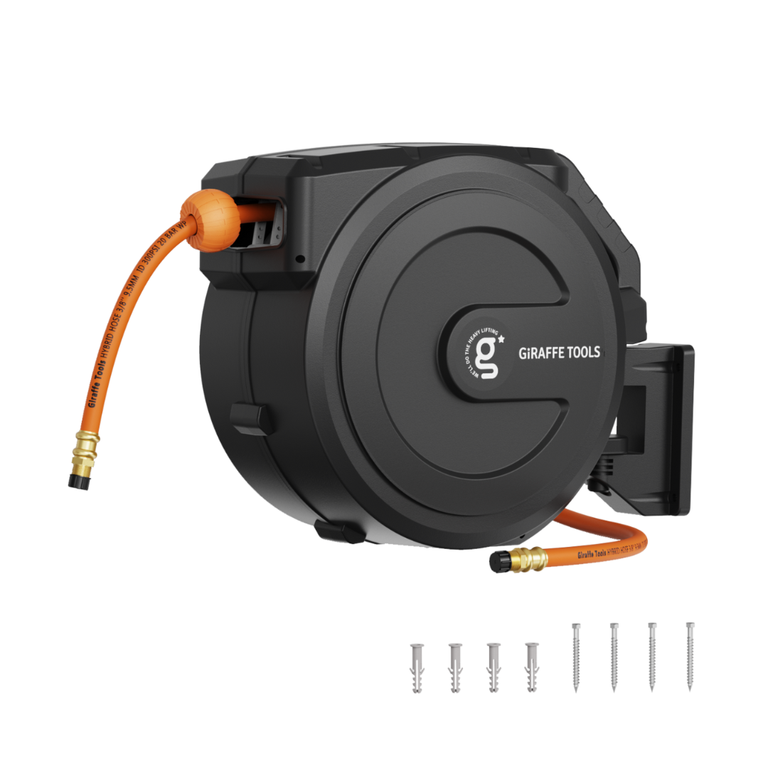Carrete de manguera de aire retráctil - Carcasa de PP - 3/8 pulg. - 50 pies
