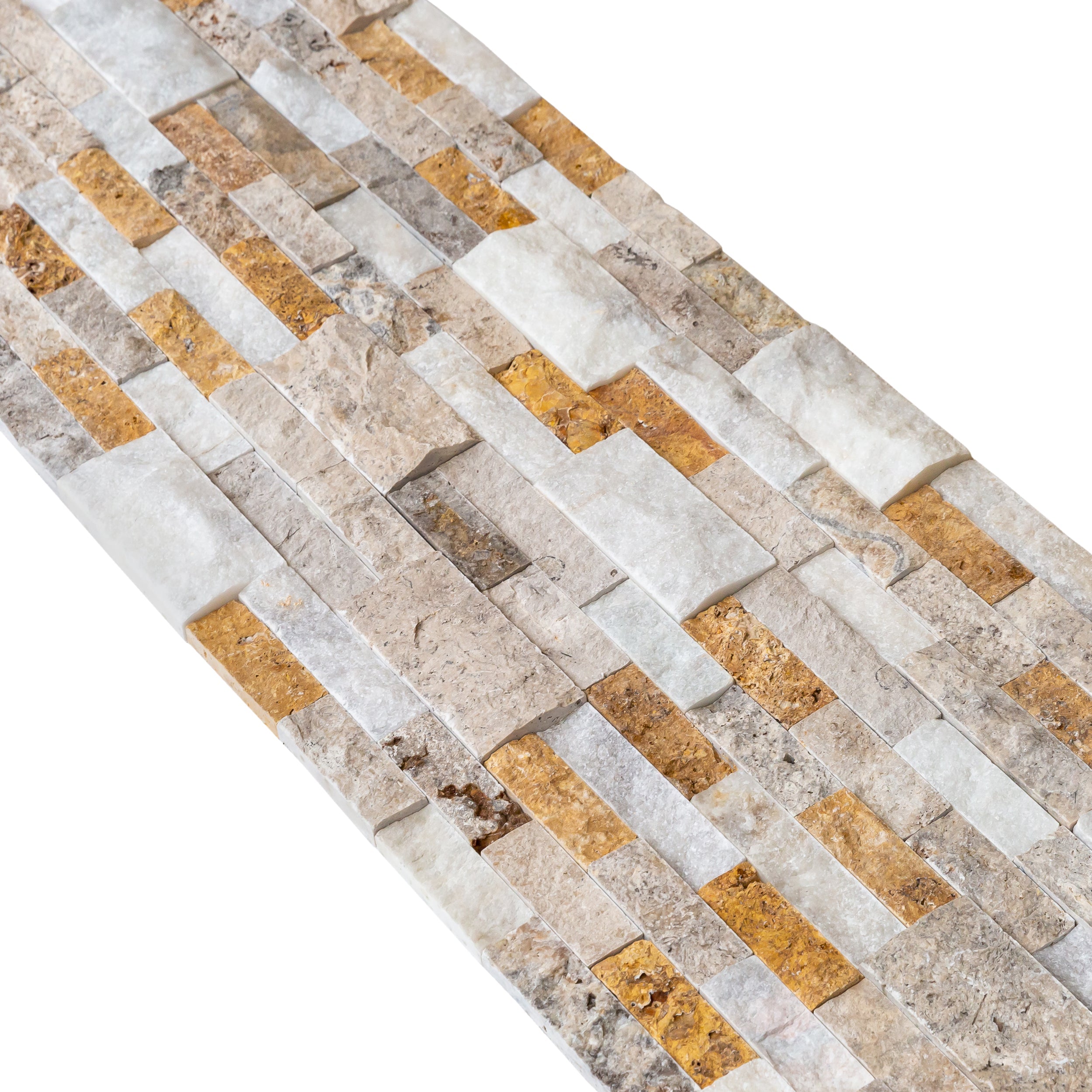 Riverrock Mixed Ledger 3D Panel 6"x24" Natural Marble Wall Tile - Full Truckload