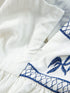 Blue and White Floral Embroidered Peasant Blouse