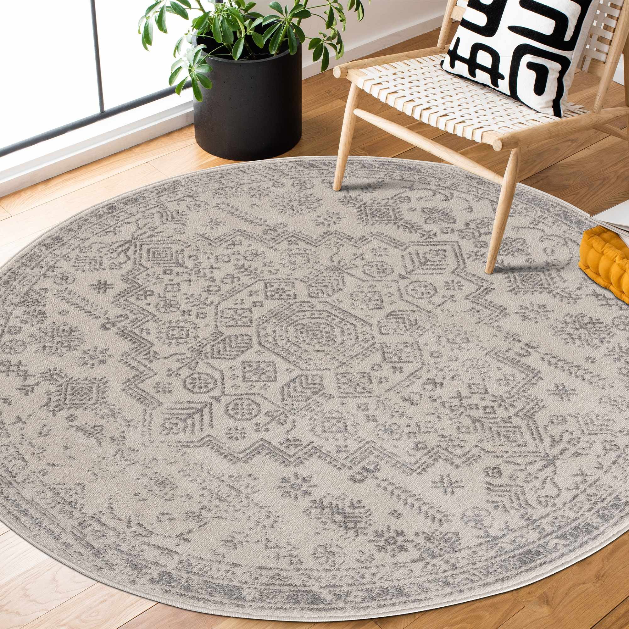 Alfombra Tigried color marfil y gris 2323 - Liquidación