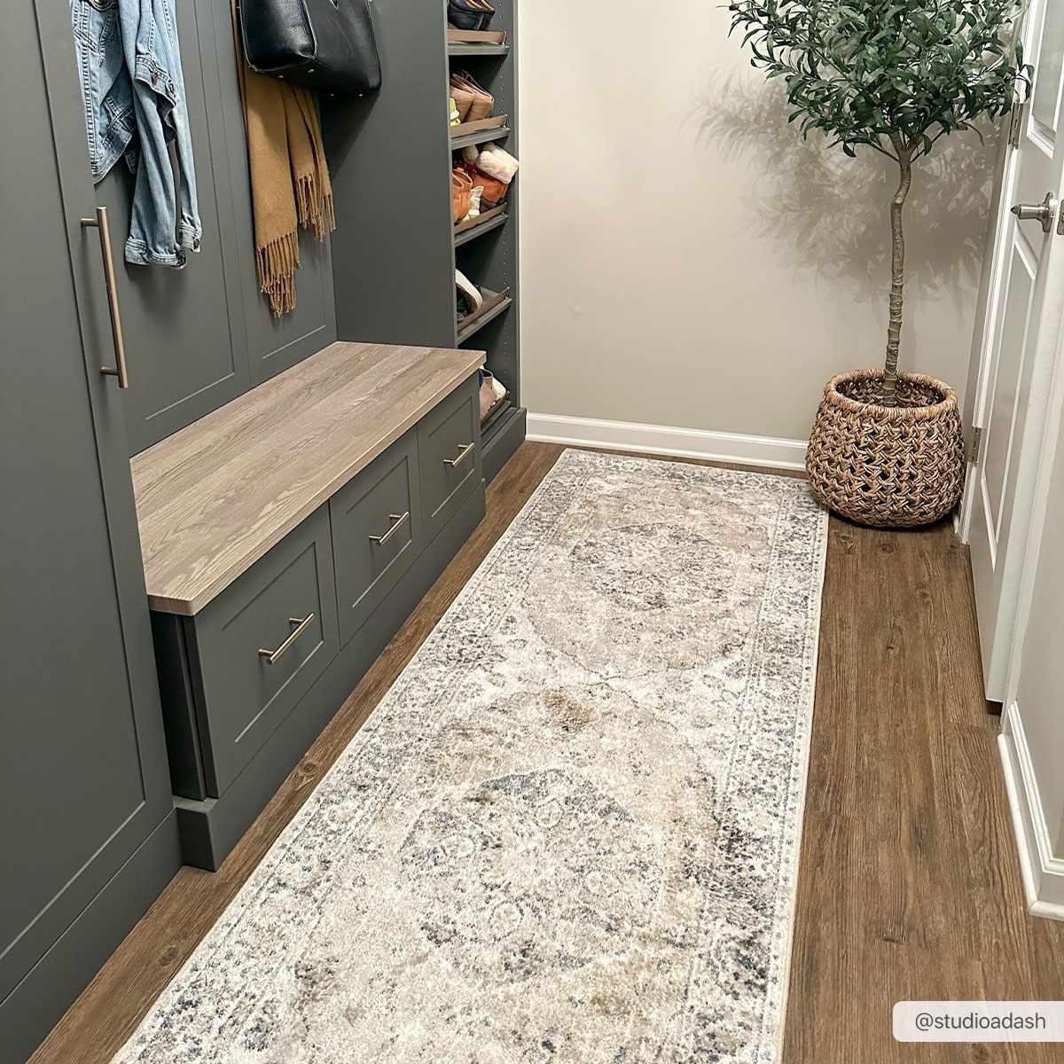 Alfombra lavable de pelo plano beige Rudo