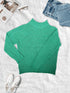 Thick Thread Bat Sleeve Knit Sweater, High Neck