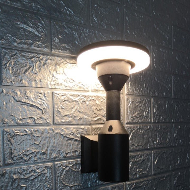 Lámpara de pared LED impermeable para exteriores, creativa, de color negro, para balcón, patio y porche