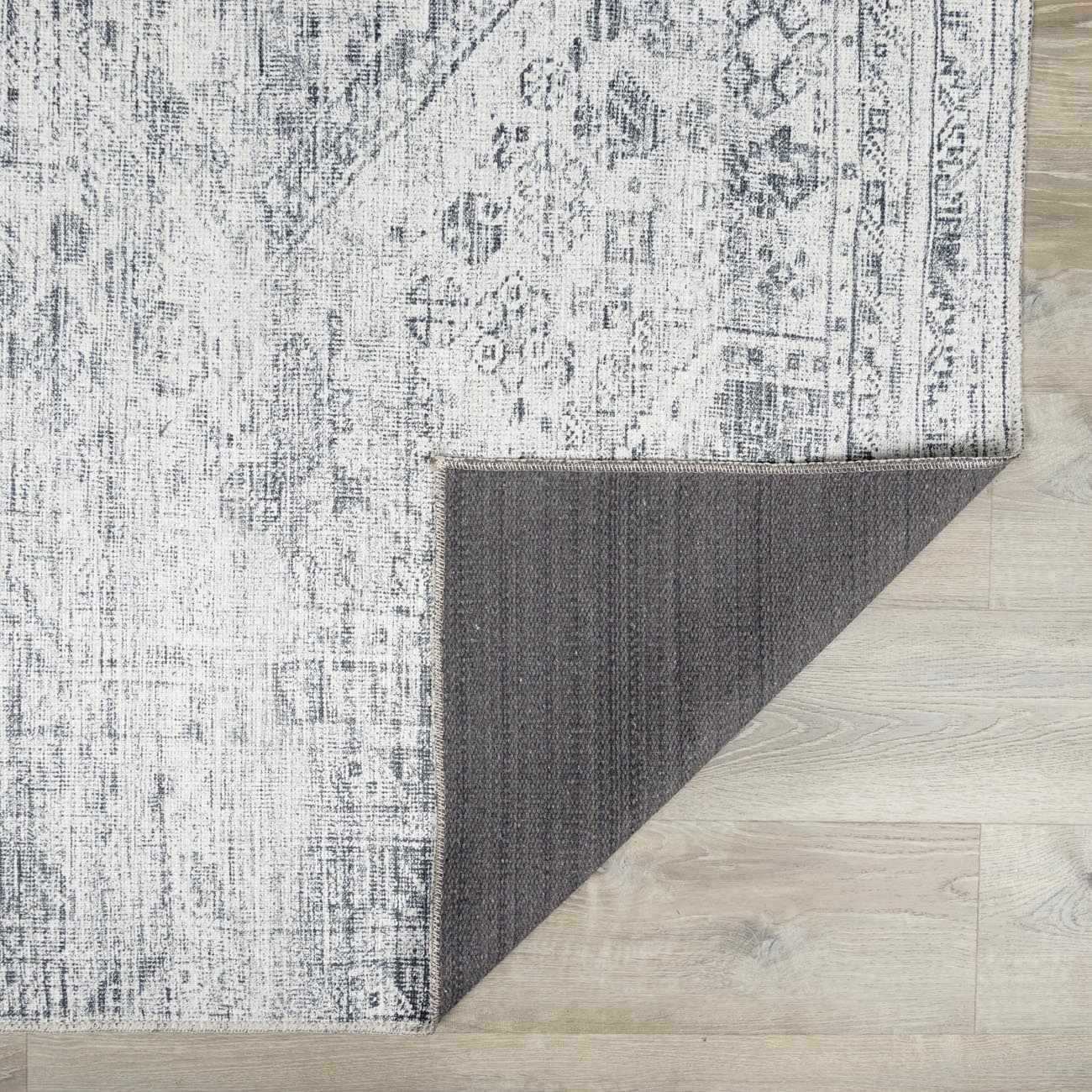 Alfombra lavable de pelo plano gris Barny