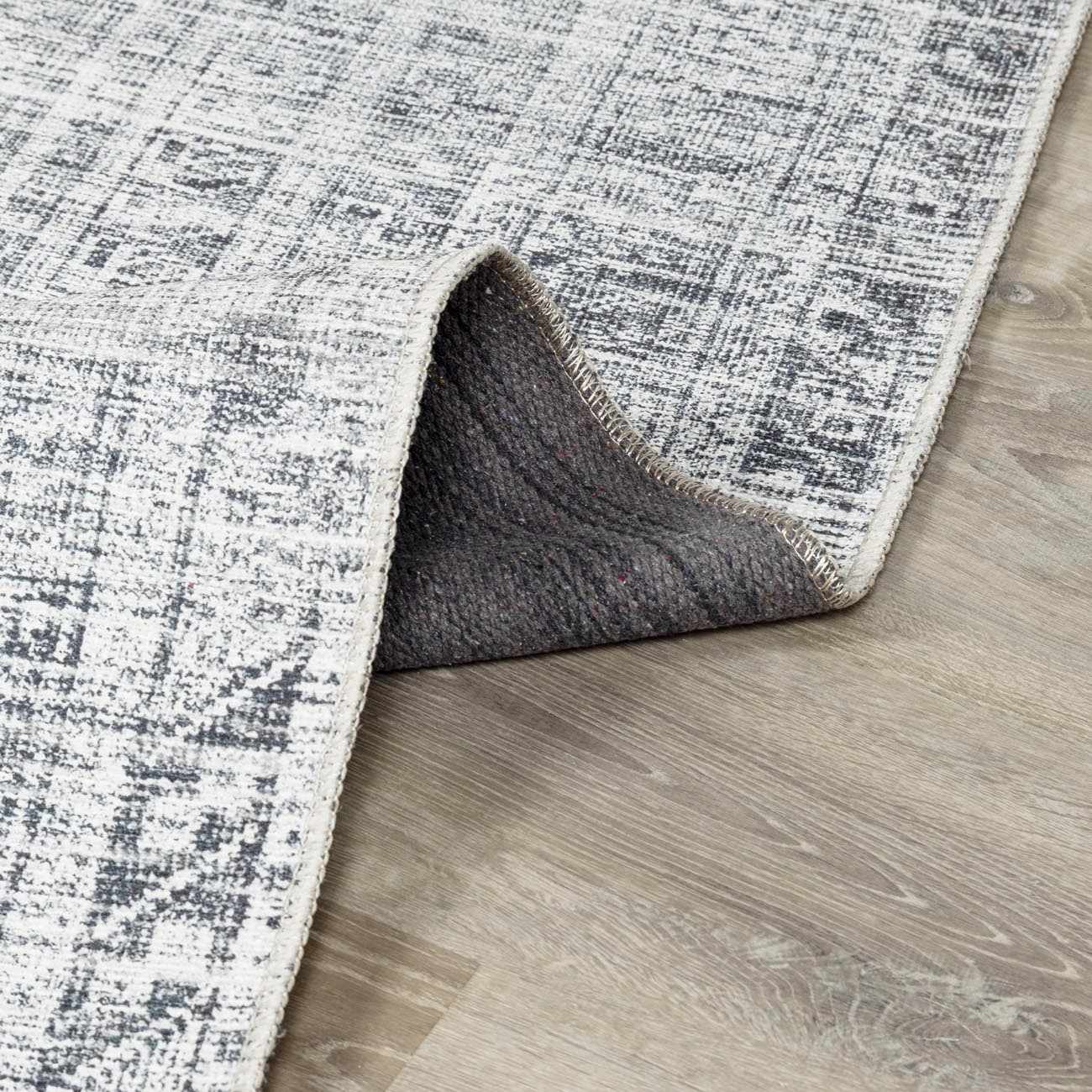 Alfombra lavable de pelo plano gris Barny
