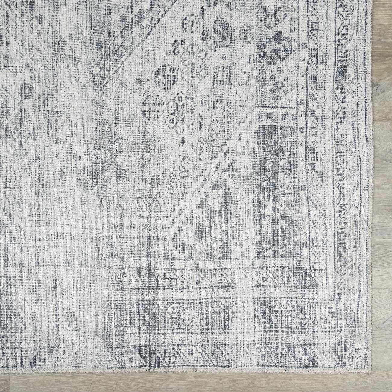 Alfombra lavable de pelo plano gris Barny