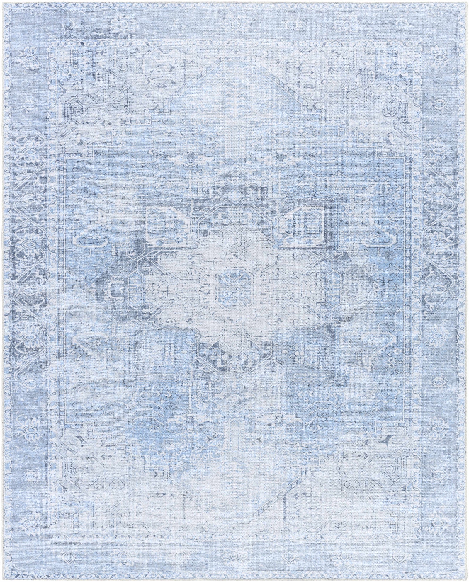 Alfombra lavable de pelo plano azul hielo - Liquidación