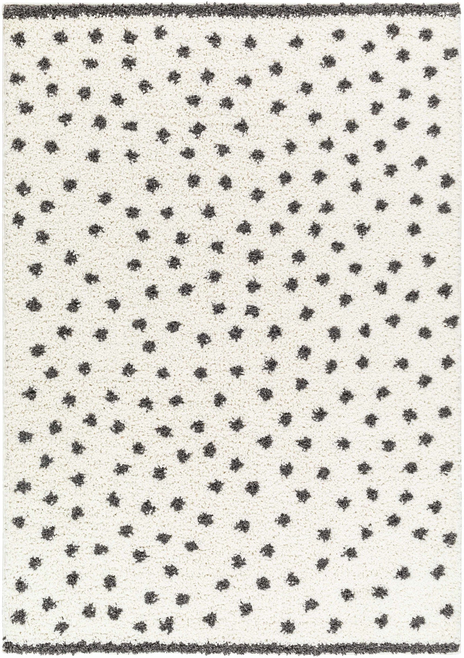 Alfombra de felpa con puntos blancos y negros Chaia