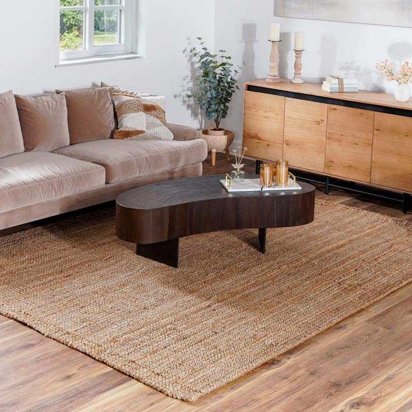 Alfombra de yute beige Ambel