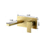 Grifo para lavabo de baño de montaje en pared de oro cepillado con drenaje emergente