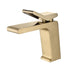 Grifo para lavabo de baño de oro cepillado de una sola manija con desagüe de latón con rebosadero emergente