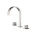 Grifo para lavabo de baño de níquel cepillado con cascada, dos manijas y desagüe emergente de latón.