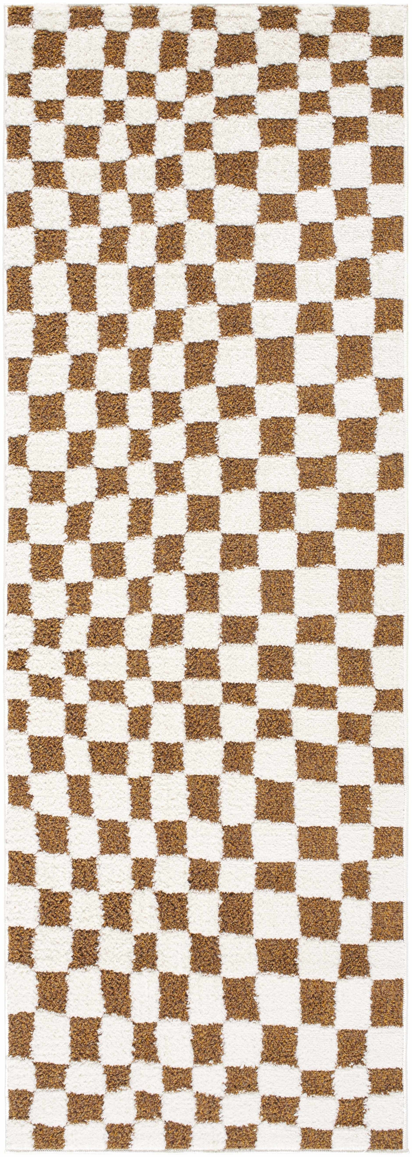 Alfombra de cuadros marrón Lajos