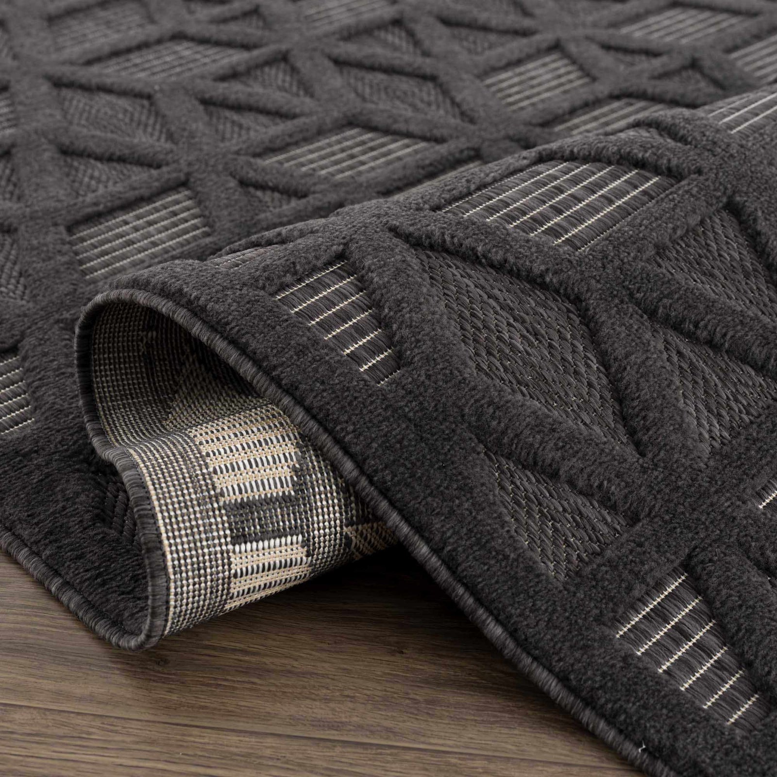 Alfombra de exterior negra Nuri