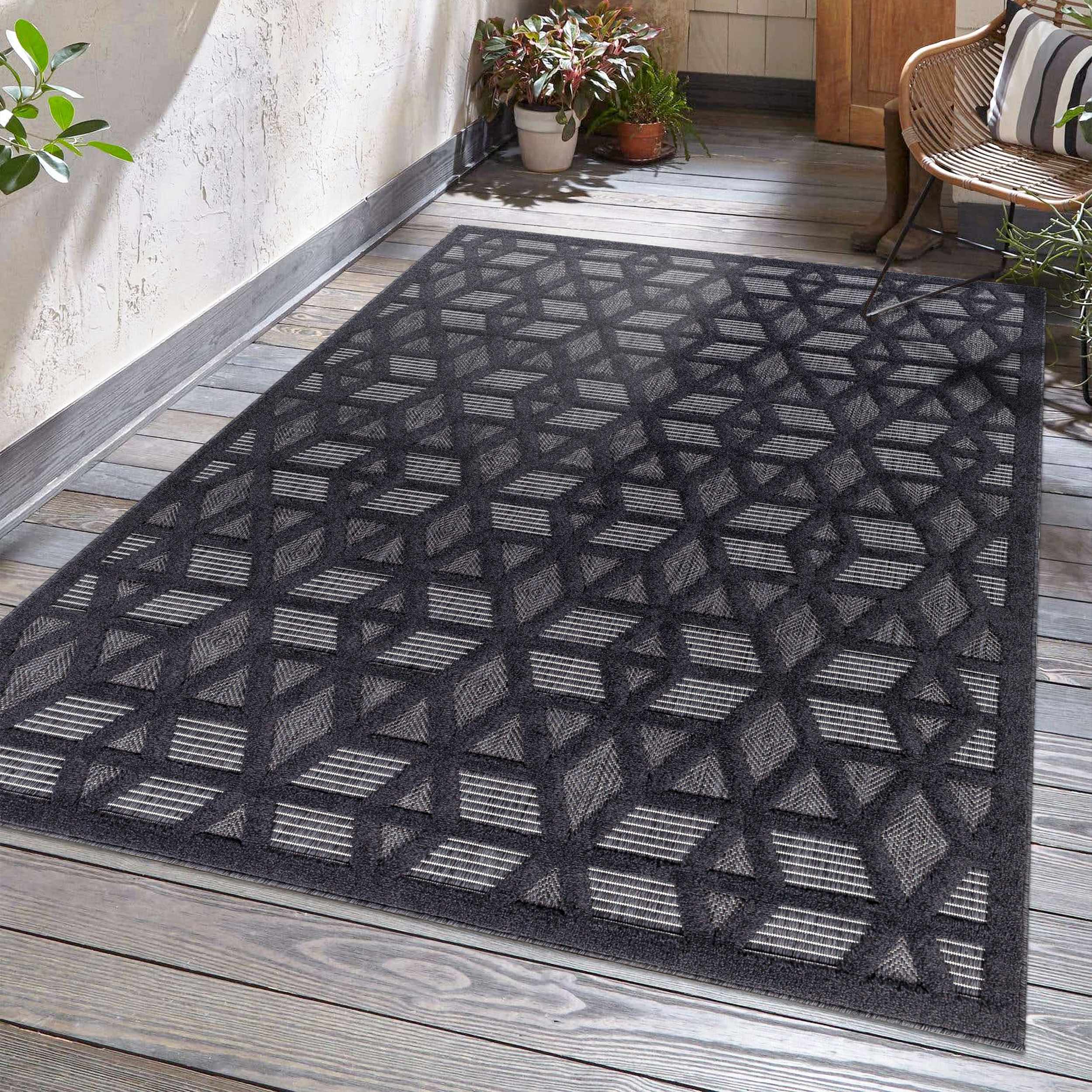 Alfombra de exterior negra Nuri