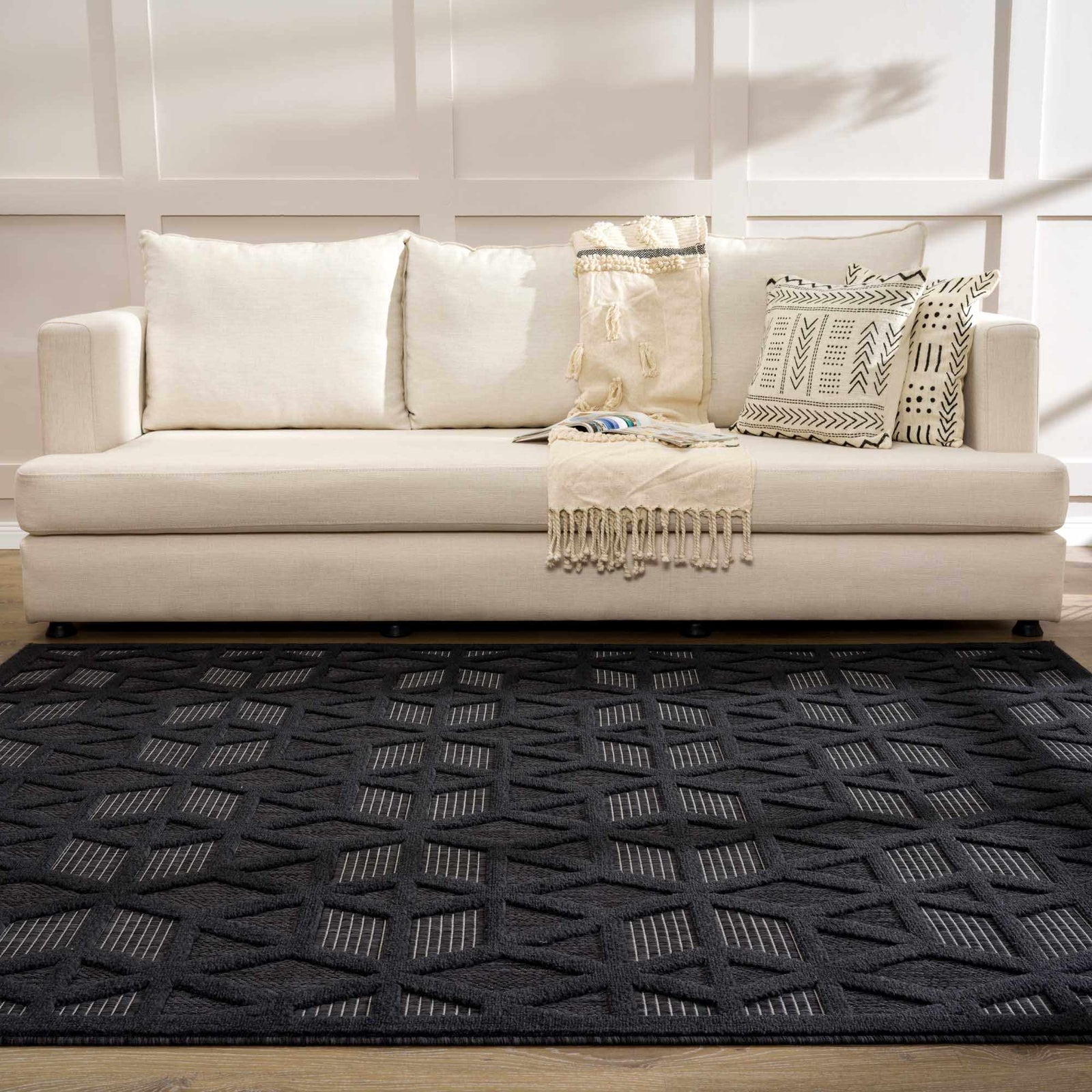 Alfombra de exterior negra Nuri