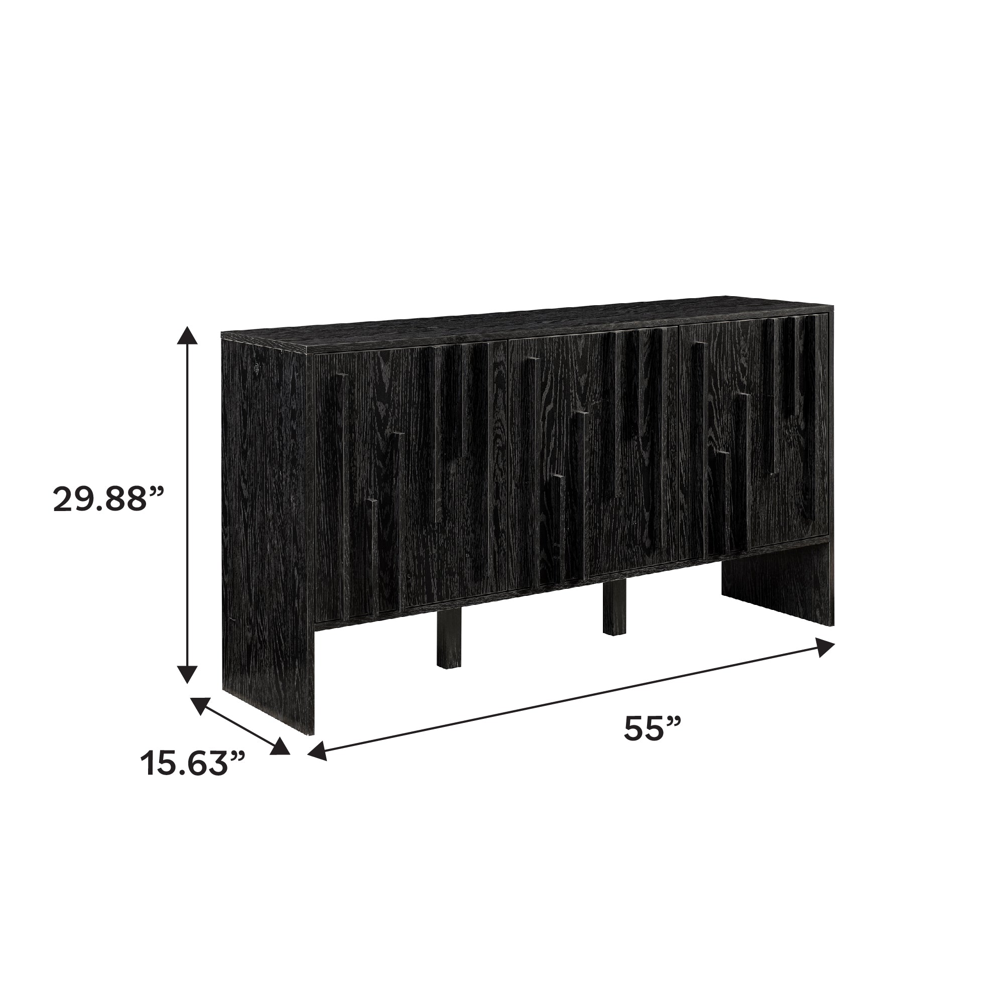 Aparador/soporte para TV con puertas detalladas de madera contemporánea Silas