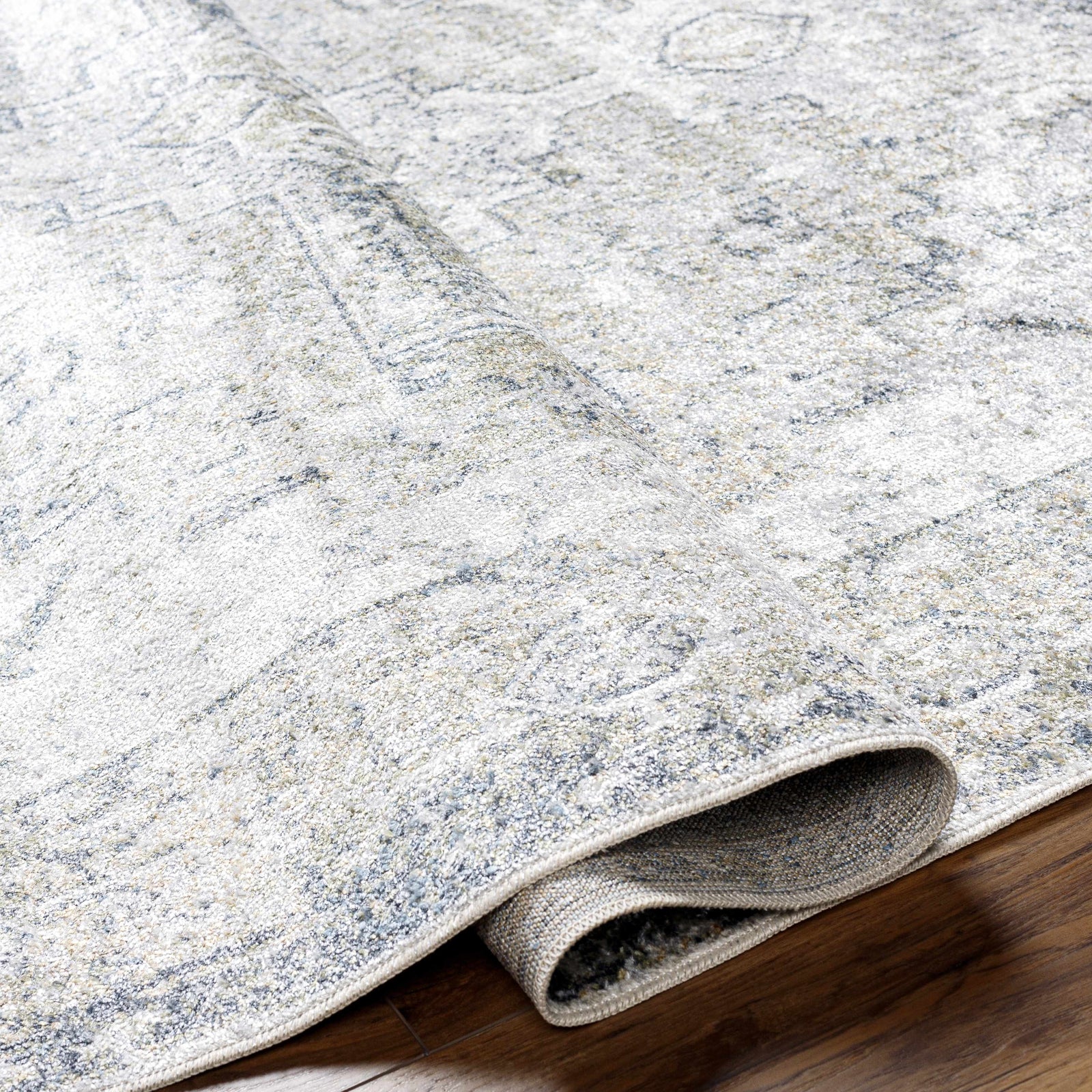 Alfombra lavable de pelo plano Hera Olive
