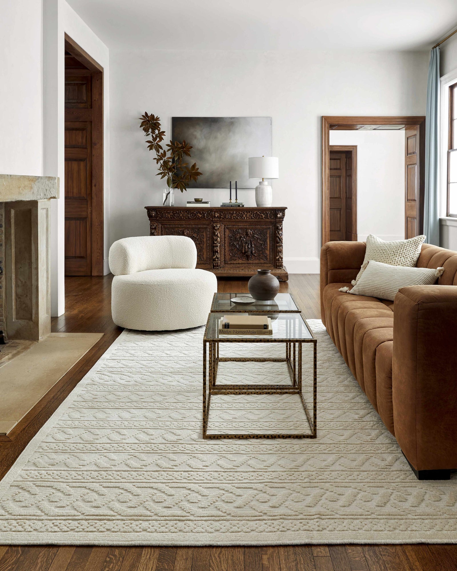 Fadey White Textured Washable Rug