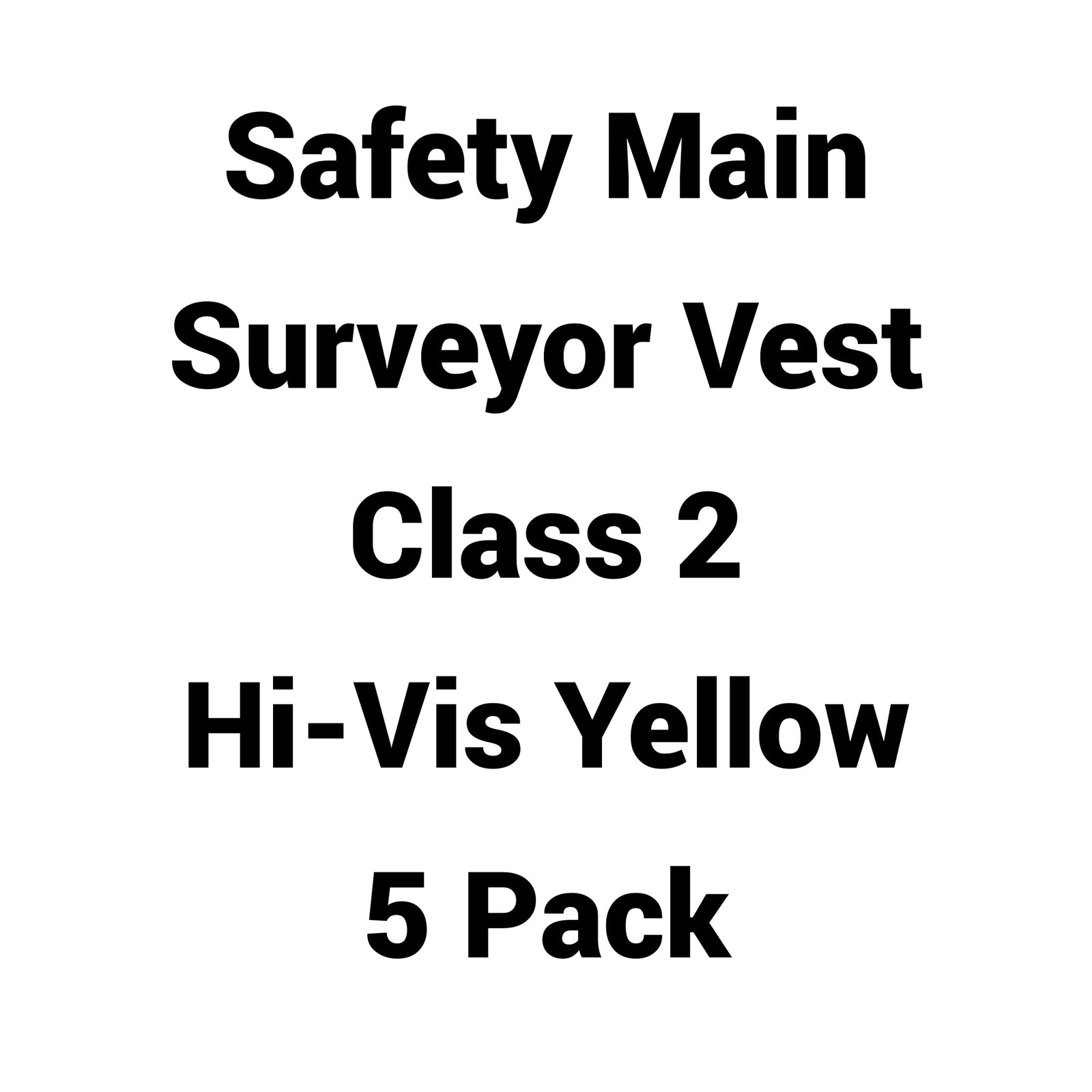 Chaleco de seguridad para topógrafo Safety Main 05TTSYZ, clase 2, parte delantera lisa, parte trasera de malla, amarillo de alta visibilidad, paquete de 5