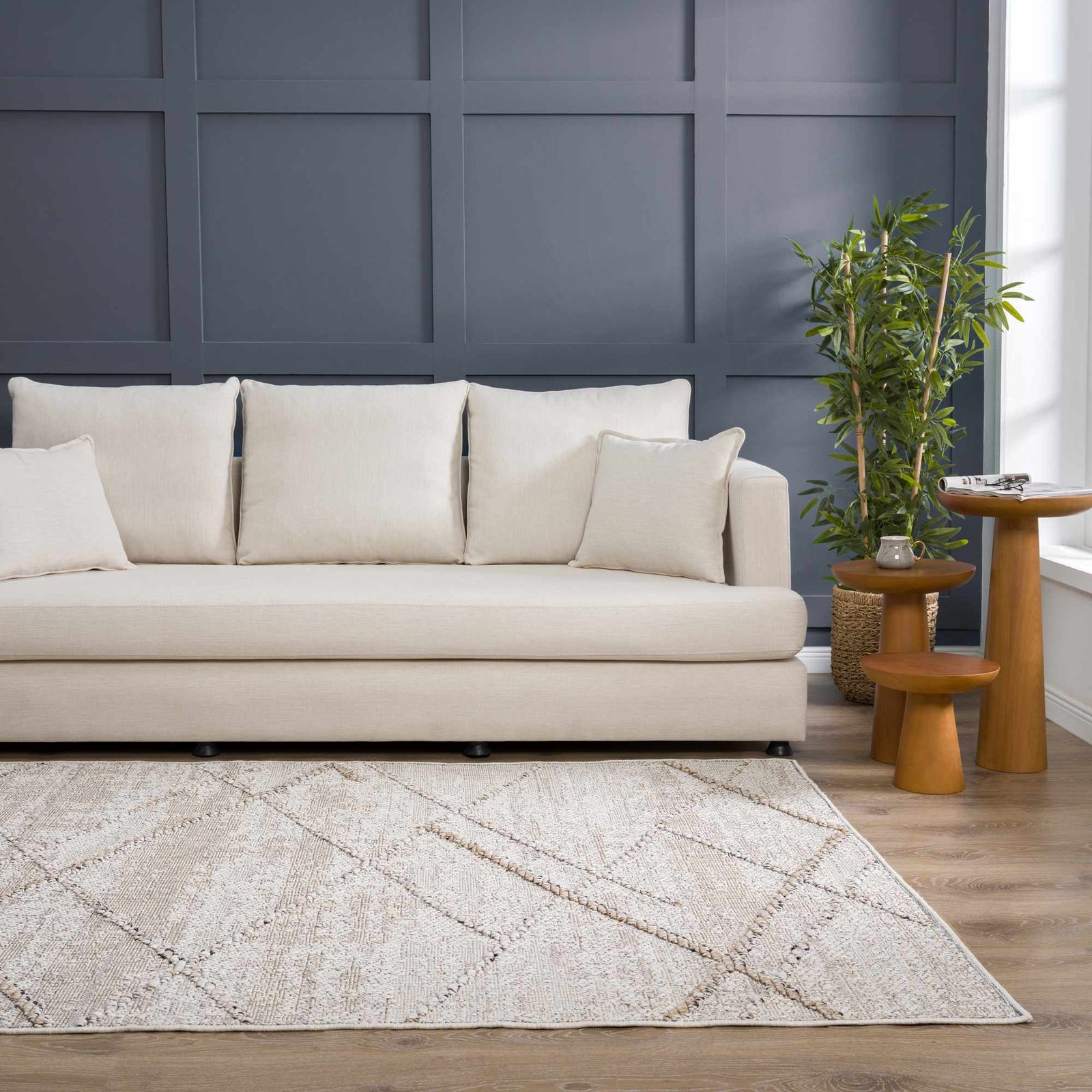 Alfombra texturizada de alto rendimiento Baqer Bone & Tan - Liquidación