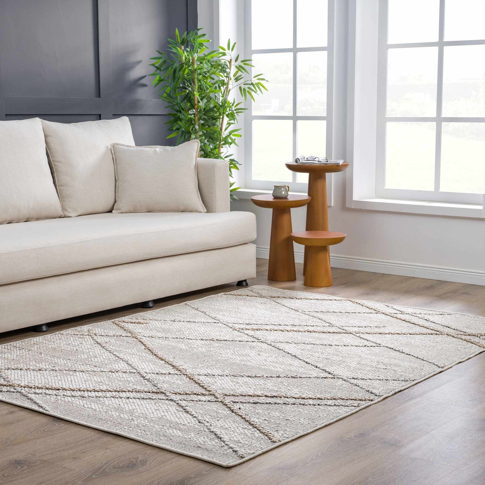 Alfombra texturizada de alto rendimiento Baqer Bone & Tan - Liquidación